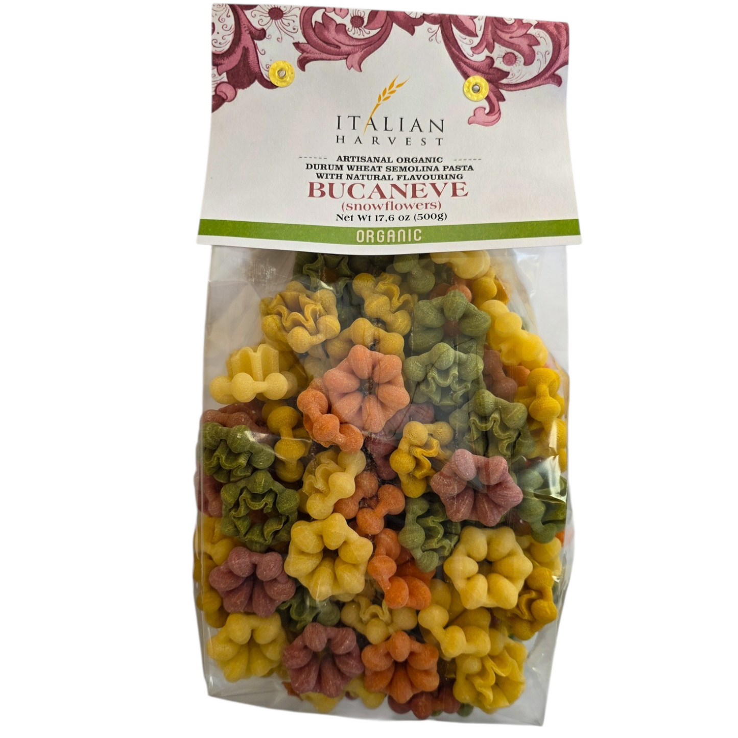 NOW UNDER "ITALIAN HARVEST" BRAND *NEW PACKAGING & UPC* Bucaneve (Snowflowers) Mix by Marella: Organic, 1.1 lb, 12/CS