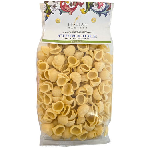 NOW UNDER "ITALIAN HARVEST" BRAND *NEW PACKAGING & UPC* Chiocciole Shells by Marella: Organic, 1.1 lb, 10/CS