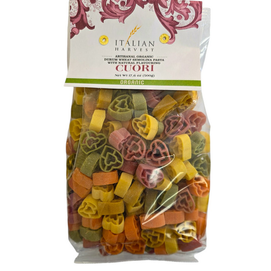 NOW UNDER "ITALIAN HARVEST" BRAND Cuori Multicolored Hearts by Marella: Organic, 1.1 lb, 12/CS