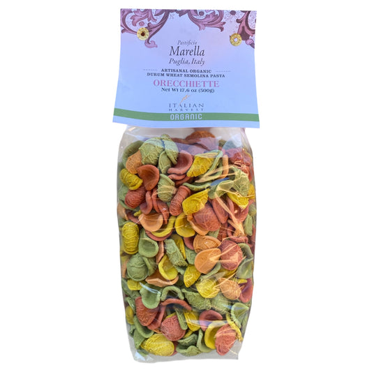 **OUT OF STOCK** *NEW PACKAGING* Orecchiette Multicolored Little Handmade Ears by Marella: Organic, 1.1 lb, 10/CS *ETA JANUARY*