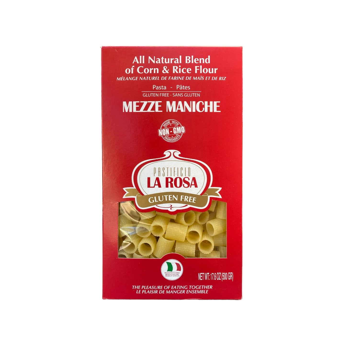 NEW! Mezze Maniche Gluten-Free Corn & Rice Pasta by La Rosa, 8.8 oz (10/CS)