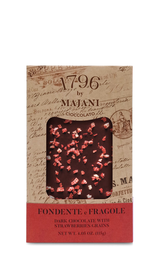 * 11 UNITS LEFT * "Le Golose" 1796 Dark Chocolate Bar with Strawberries by Majani, 4.05 OZ, 12/CS *3167*