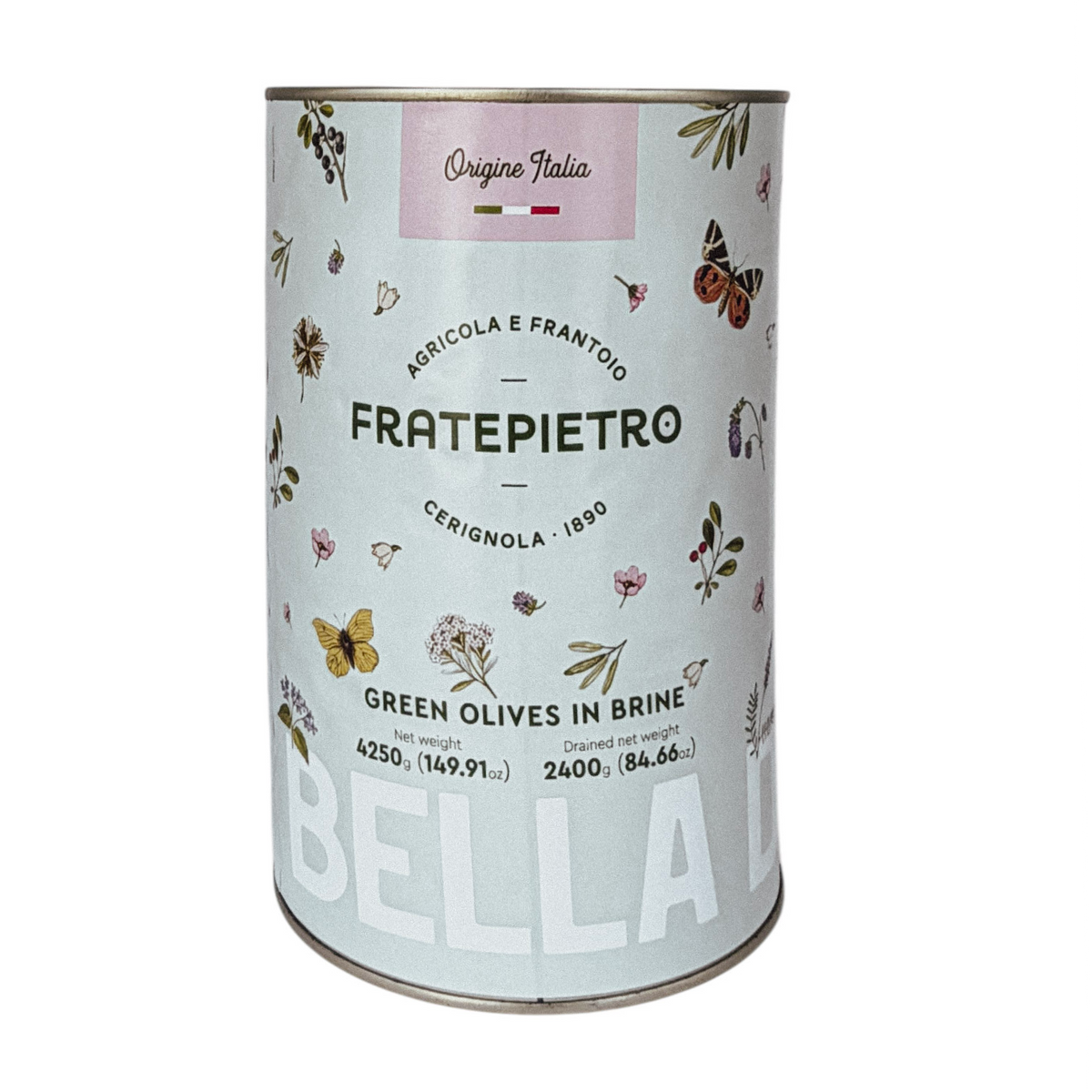 Bella Cerignola Olives, in Brine, Bulk, Drained Wt, by Fratepietro, 5.29 lb (2400 g), 2/CS