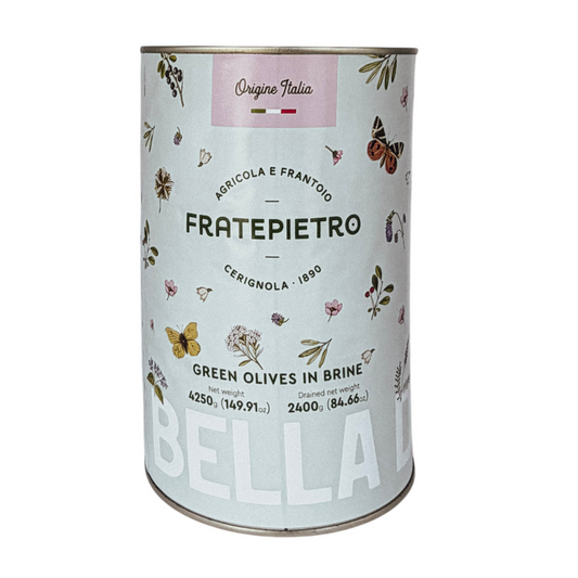 Bella Cerignola Olives, in Brine, Bulk, Drained Wt, by Fratepietro, 5.29 lb (2400 g), 2/CS