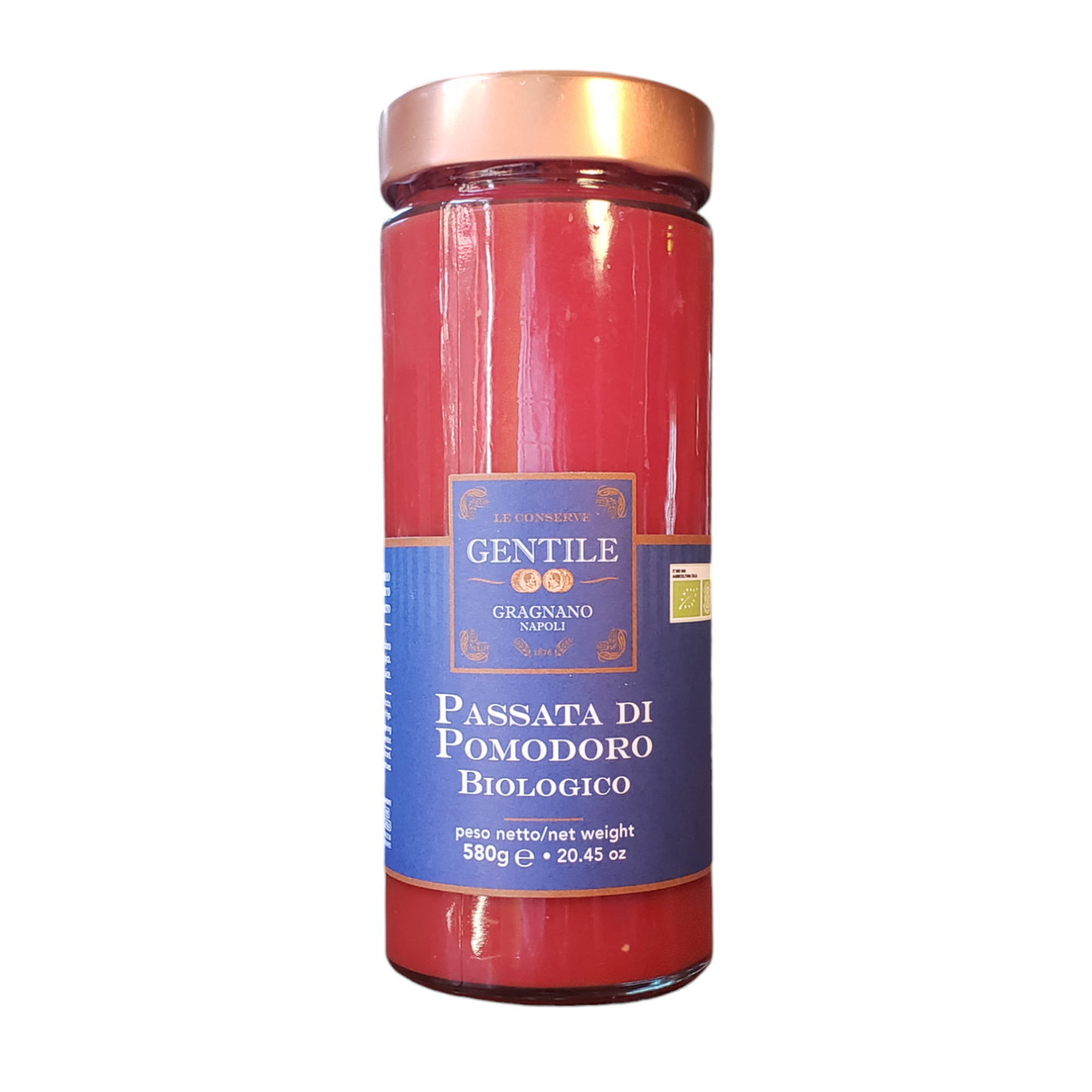 Organic "Passata", Pureed Tomatoes by Gentile, 20.45 oz, 12/CS (max 2 units for Retail Clients)