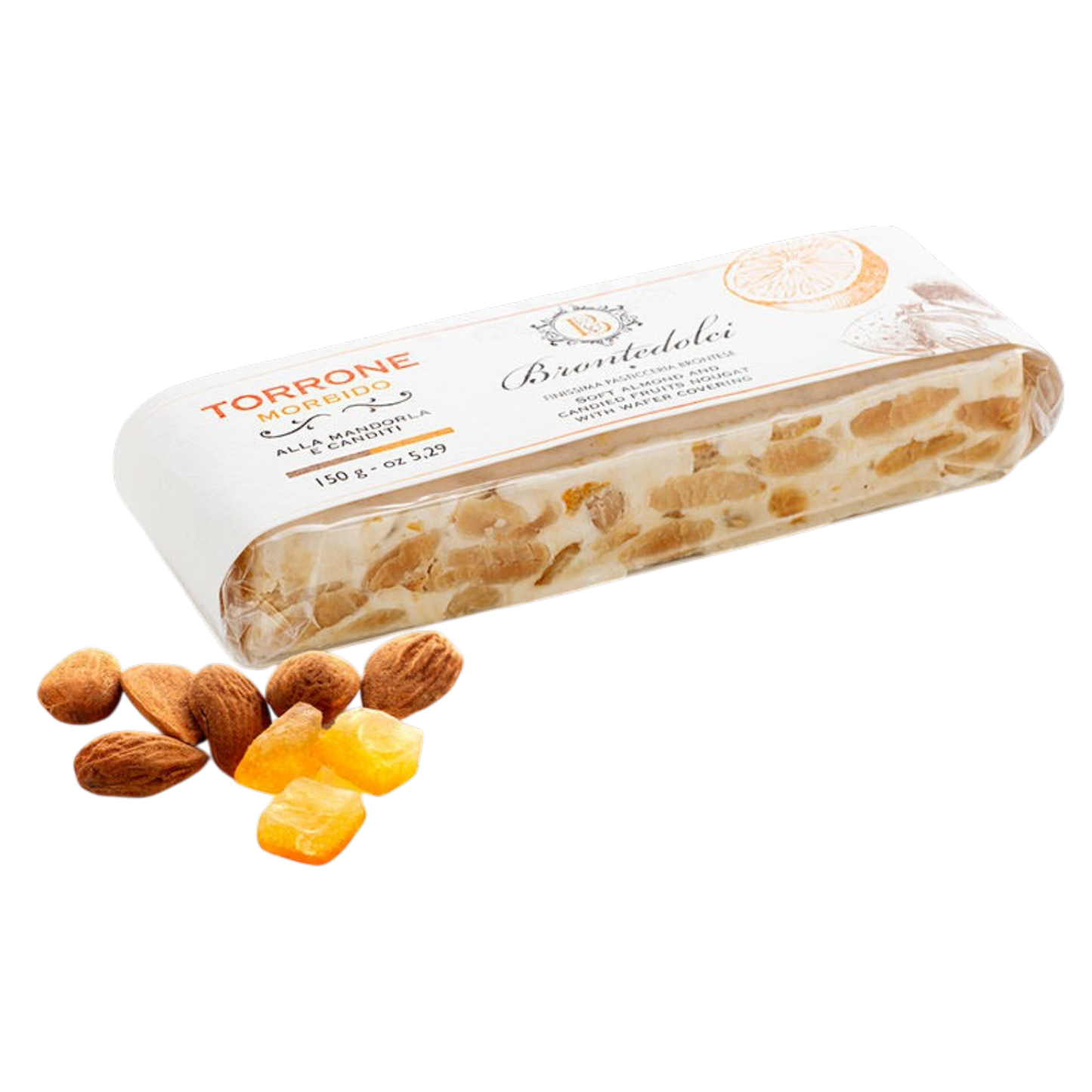 *WHOLESALE PRE-ORDER ONLY* Almond & Orange Peel Torrone by Brontedolci, 5.4 OZ, 12/CS *10024*