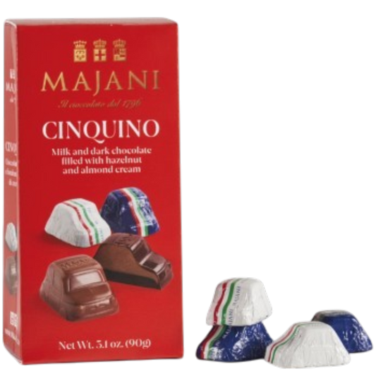*WHOLESALE PRE-ORDER ONLY* FIAT Cinquino Filled Assorted Milk & Dark Chocolates by Majani, 3.1 OZ, 12/CS *3443*