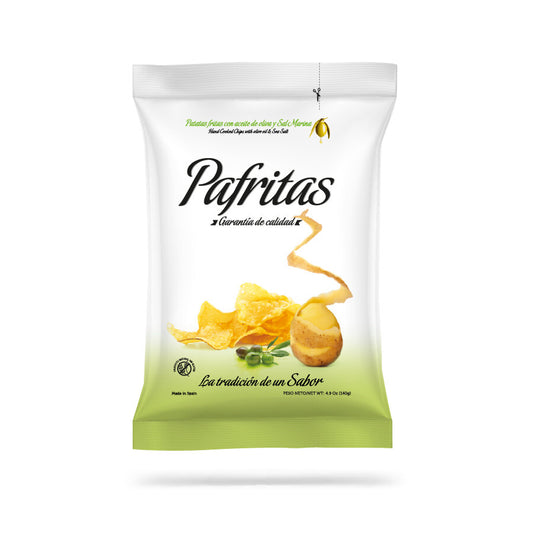 NEW CASE PACK! Potato Chips with Sea Salt by Pafritas (Product of Spain), 4.9 oz, 12/CS