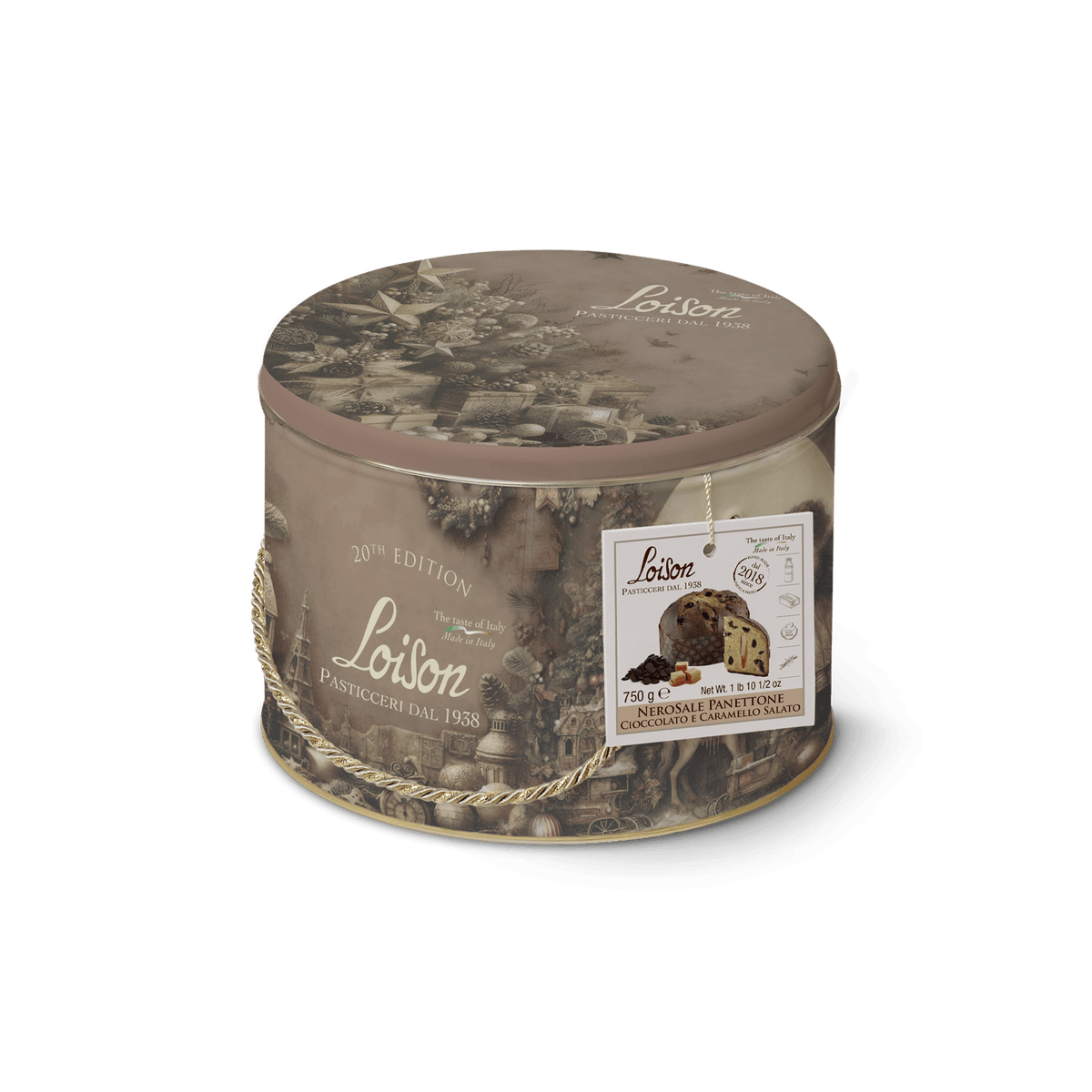 *AVAILABLE FOR WHOLESALE HOLIDAY PRE-ORDER* Panettone NeroSale®, Latta Line by Loison, 1.6 lb (750 g), 6/CS *9056* *ETA MID OCTOBER*