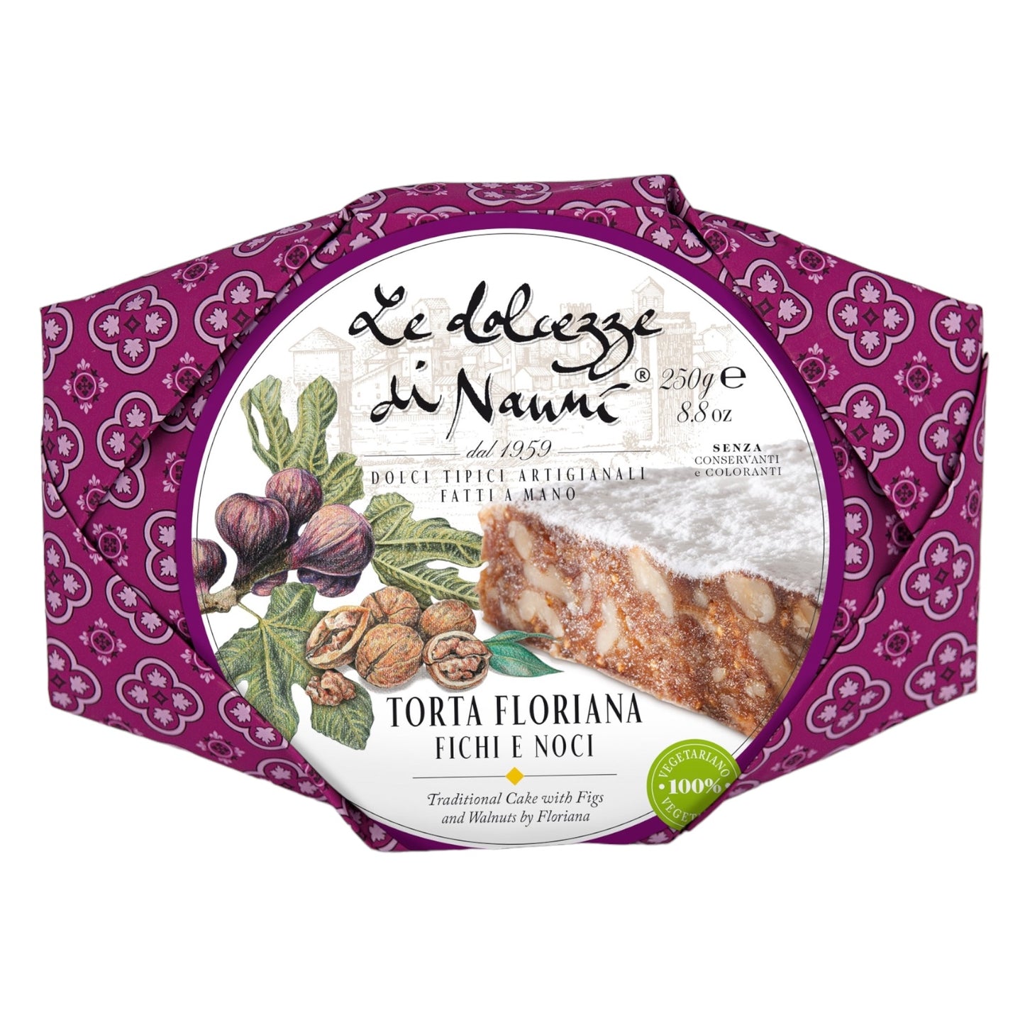 WHOLESALE PRE-ORDER ONLY * LESS THAN 5 CS LEFT * Torta Floriana Cake with Figs and Walnuts by Nanni: Tuscany, 8.8 OZ, 12/CS *851* ETA 10/28
