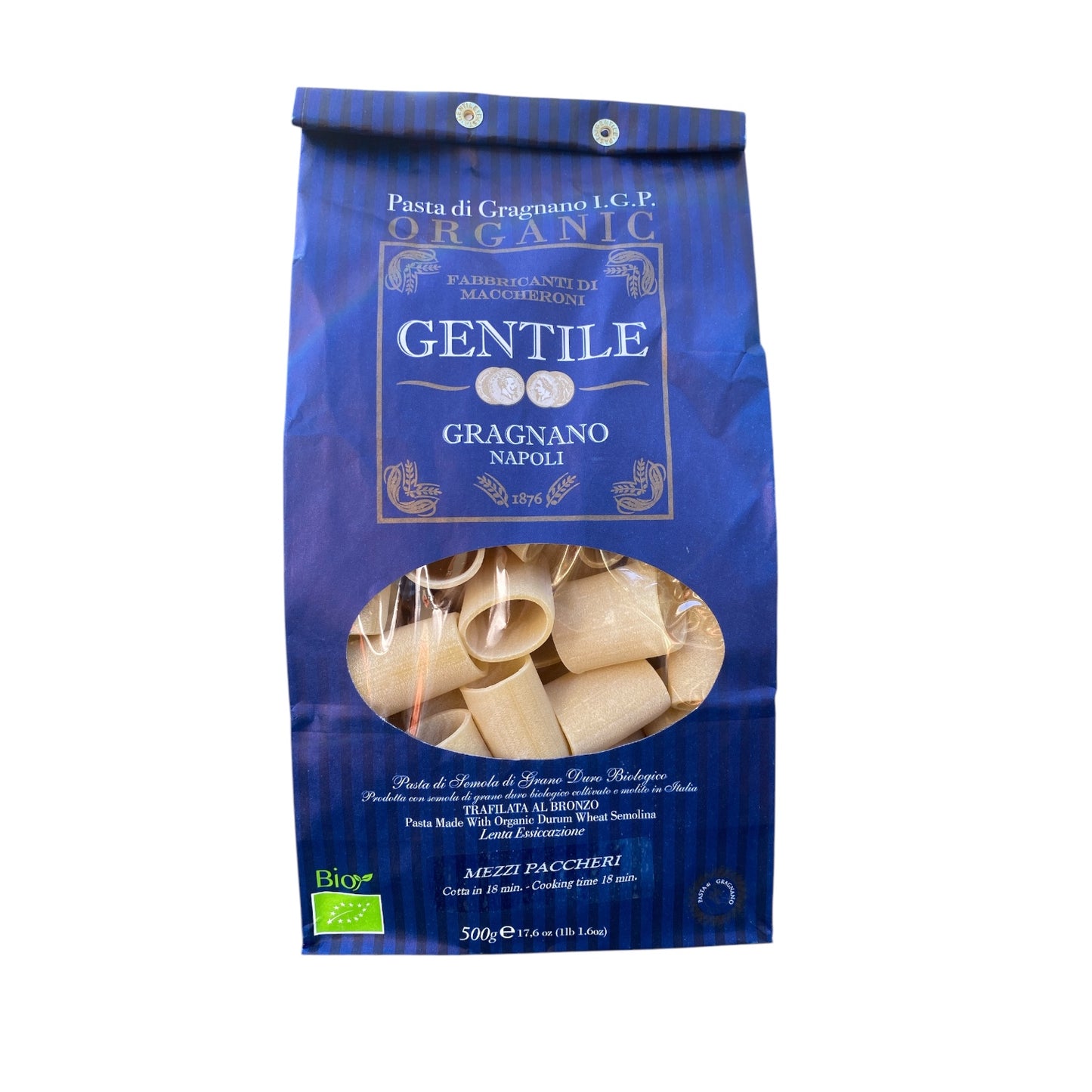 *SPECIAL* BEST BY 01/13/28* *NEW PACKAGING* Mezzi Paccheri by Gentile: Organic, 1.1 lb, 12/CS
