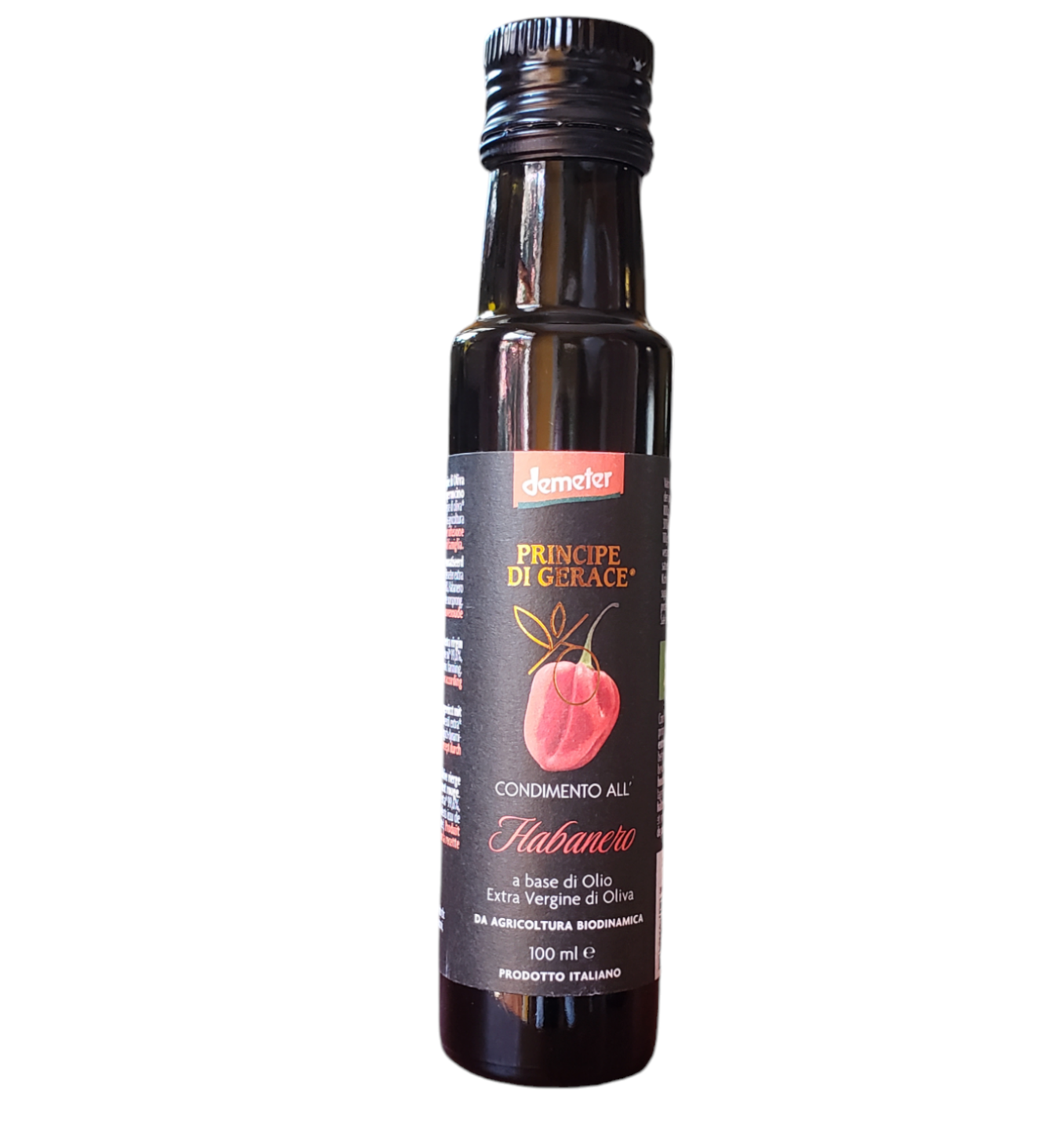 *SPECIAL* (2023/2024 CROP) Infused Extra Virgin Olive Oil with Habanero Chili, Organic, Biodynamic, Demeter by Principe di Gerace, 3.5 fl oz, (9/CS)