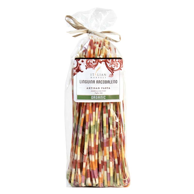 Linguine Arcobaleno (Rainbow Linguine) by Marella, Organic, 8.8 oz, 15/CS