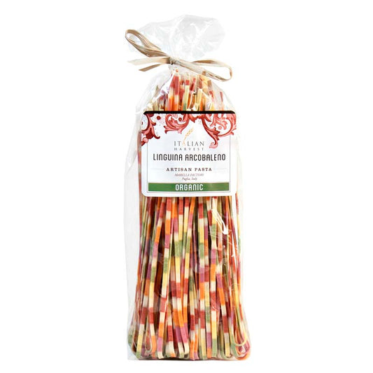 Linguine Arcobaleno (Rainbow Linguine) by Marella, Organic, 8.8 oz, 15/CS