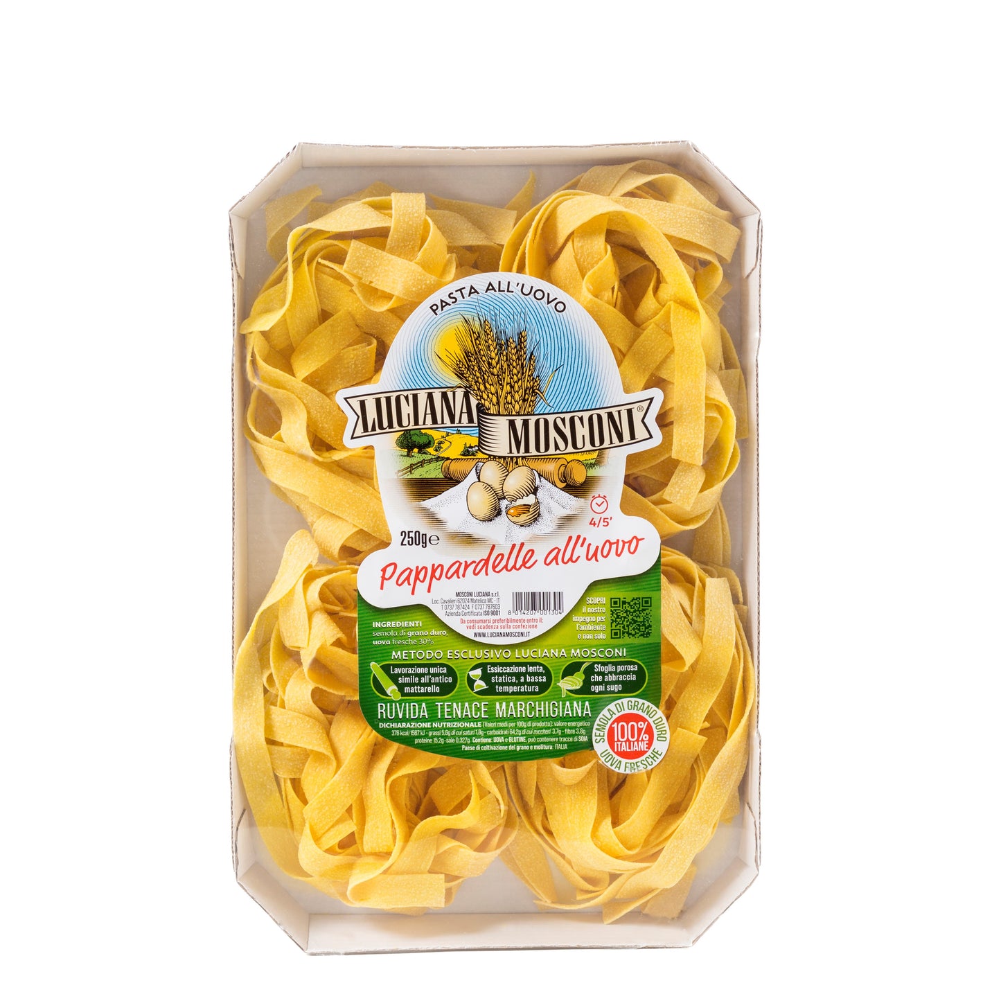 *SPECIAL* (BEST BY 02/07/27) Pappardelle Nest, Egg Pasta by Luciana Mosconi, 8.8 oz, 12/CS