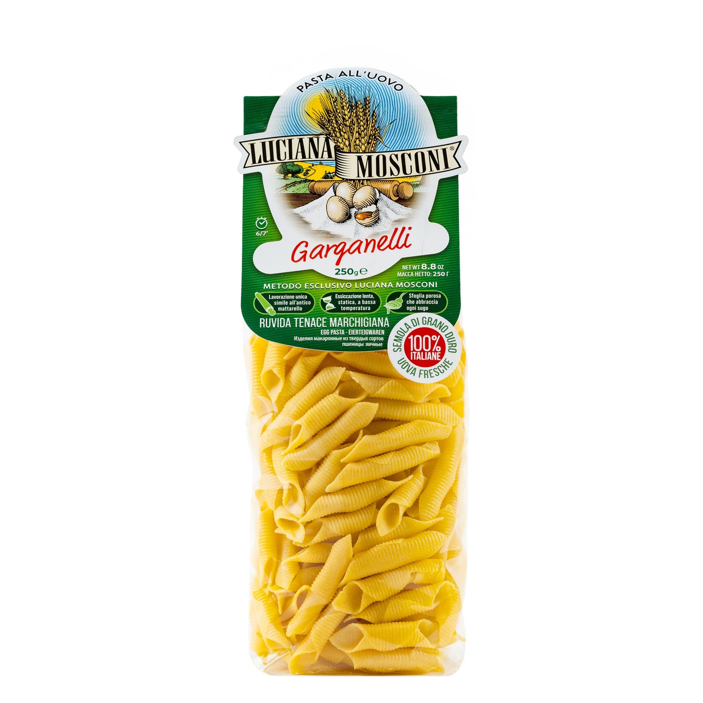 *SPECIAL* (BEST BY 02/06/27) Garganelli, Egg Pasta by Luciana Mosconi, 8.8 oz., 12/CS