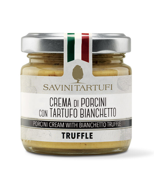 *SPECIAL* (BEST BY 03/23/26) "Crema di Porcini con Tartufo" Porcini Mushroom & Truffle Puree by Savini Tartufi:  3.17 oz, 6/CS