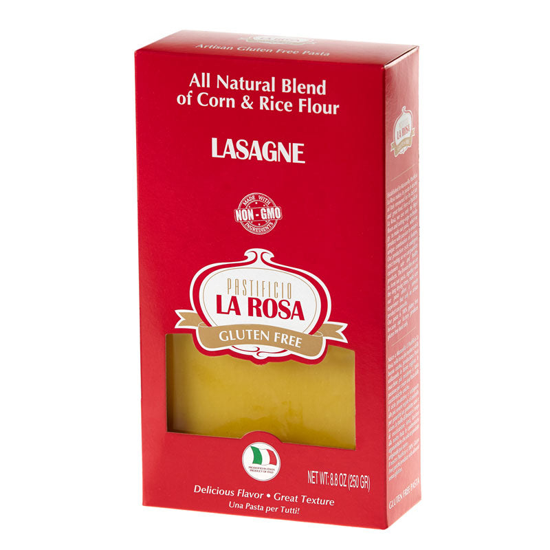 *SPECIAL* (BEST BY 06/24/27) Lasagne Gluten Free Corn & Rice Pasta by La Rosa, 8.8 oz, 10/CS