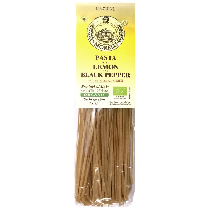 Linguine with Lemon & Black Pepper by Morelli: Organic, 8.8 oz, 12/CS