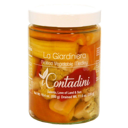 La Giardiniera Pickled Vegetable Medley by iContadini: 19.4 oz., 6/CS (max 2 units for Retail Clients)