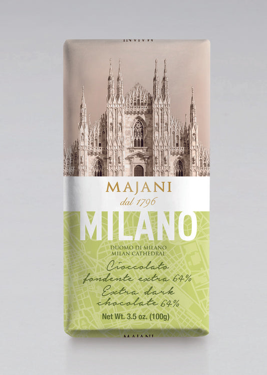 PRE-ORDER ONLY: Milano Dark (64%) Chocolate Bar by Majani, 3.5 oz (100 g), 32/CS *0571/19*