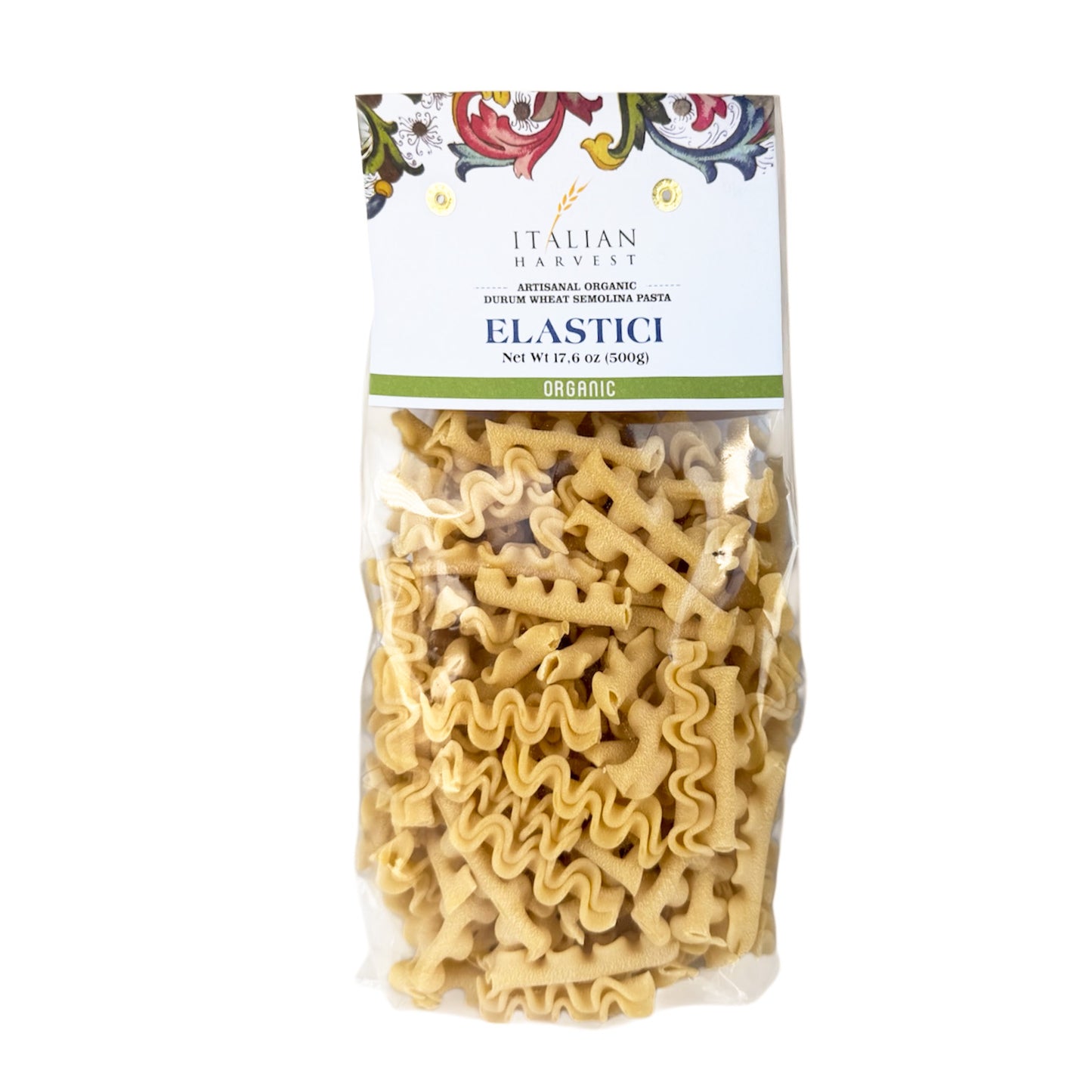NOW UNDER "ITALIAN HARVEST" BRAND *NEW CASE PACK, PACKAGING & UPC* Elastici by Marella: Organic, 1.1 lb, 12/CS