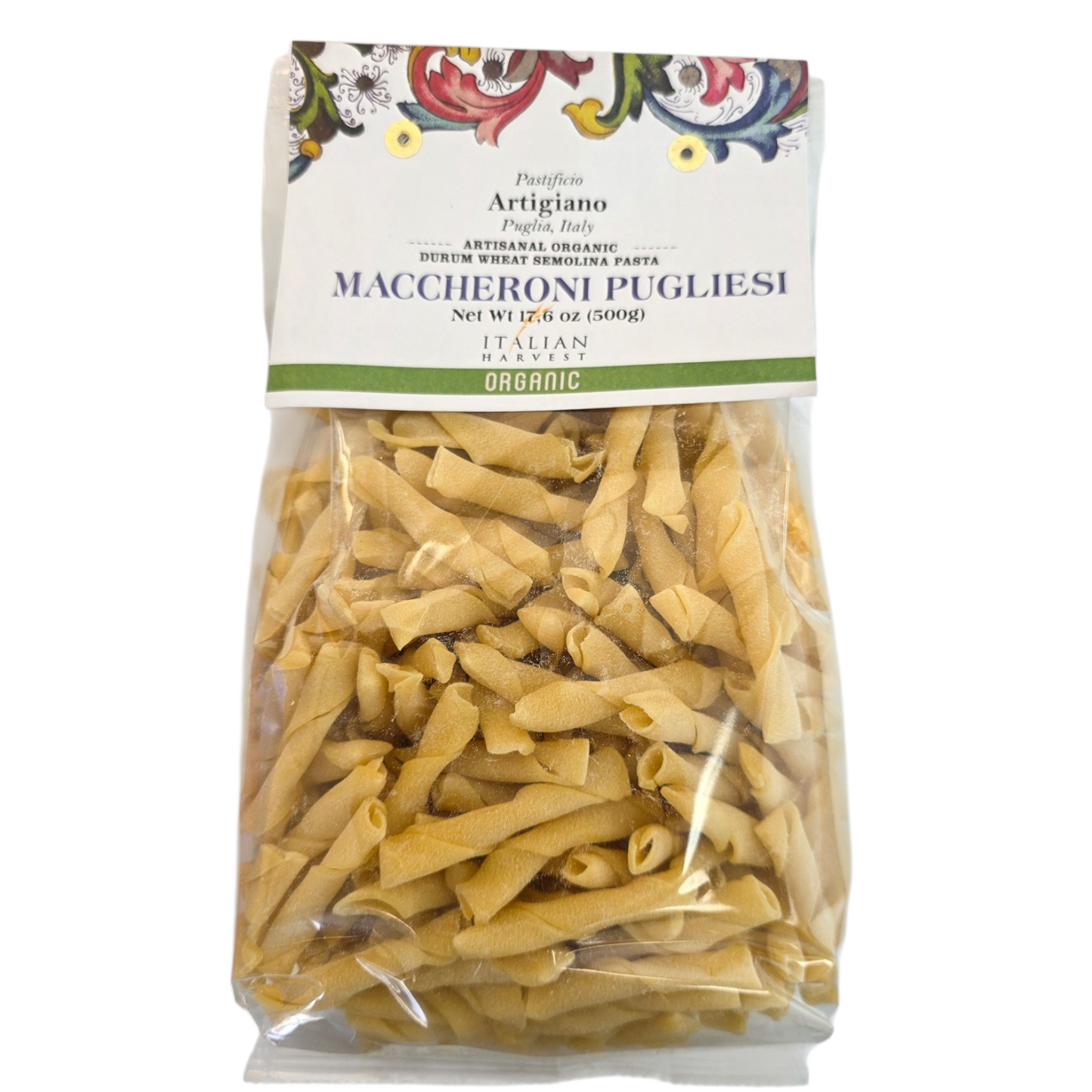 NOW UNDER "ITALIAN HARVEST" BRAND *NEW CASE PACK, PACKAGING & UPC* Maccheroni Pugliesi by Marella: Organic, 1.1 lb, 12/CS