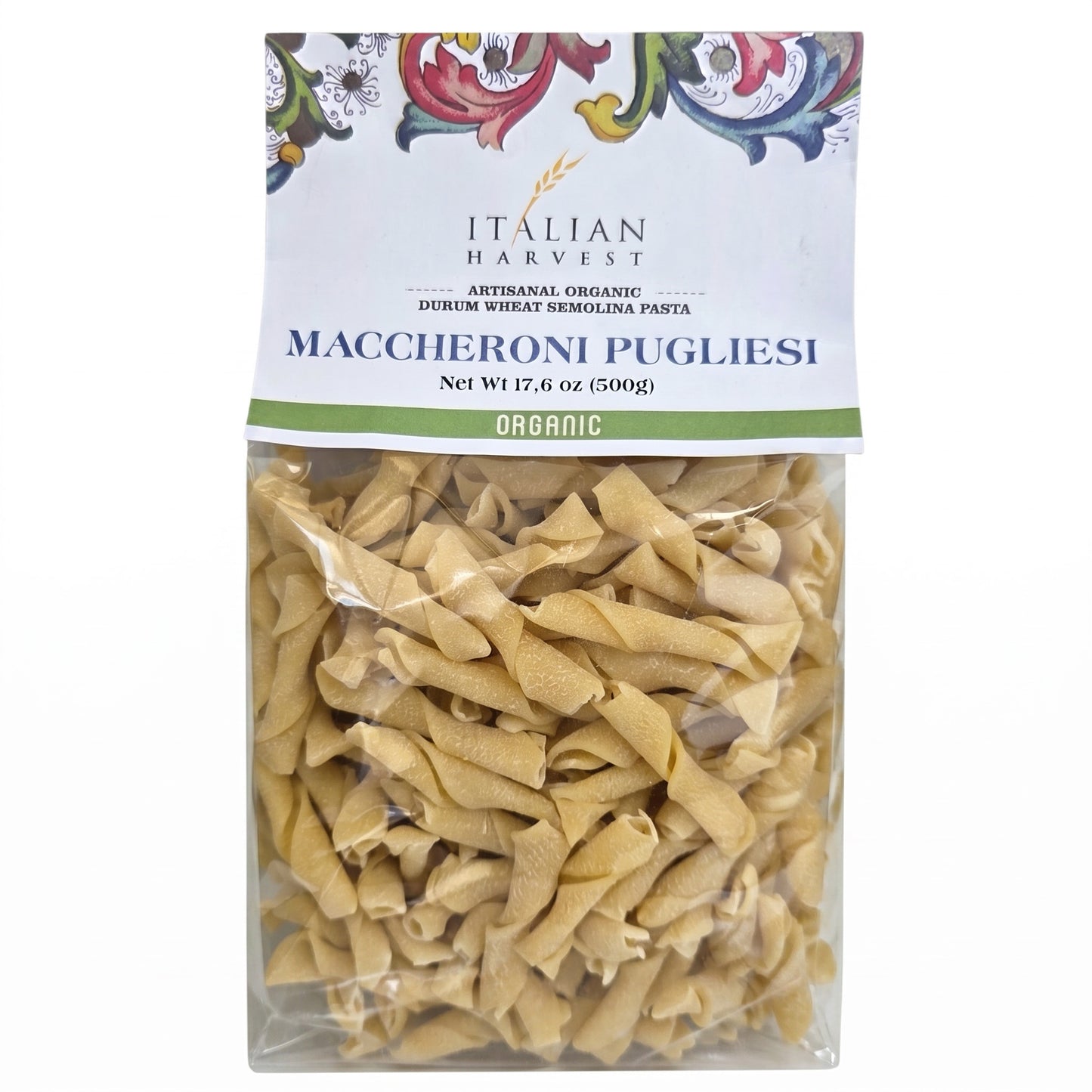 NOW UNDER "ITALIAN HARVEST" BRAND *NEW CASE PACK, PACKAGING & UPC* Maccheroni Pugliesi by Marella: Organic, 1.1 lb, 12/CS