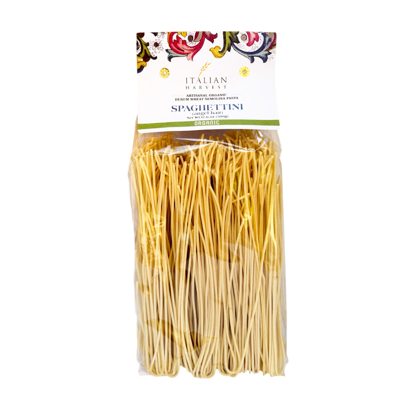 *NEW PACKAGING, CASE PACK & UPC* Spaghettini (Angel Hair) by Marella: Organic, 1.1 lb, 10/CS