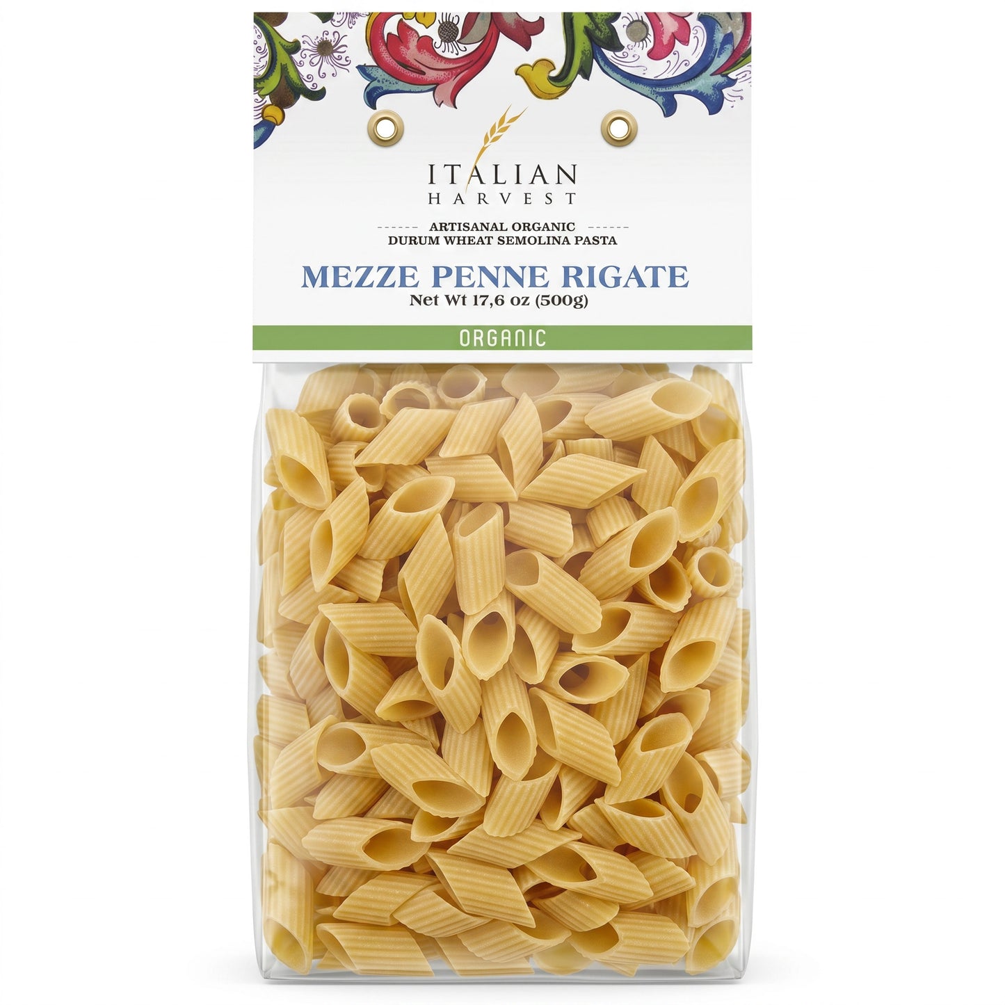*NEW UPC & PACKAGING* Mezze Penne Short Penne by Marella: Organic, 1.1 lb, 12/CS