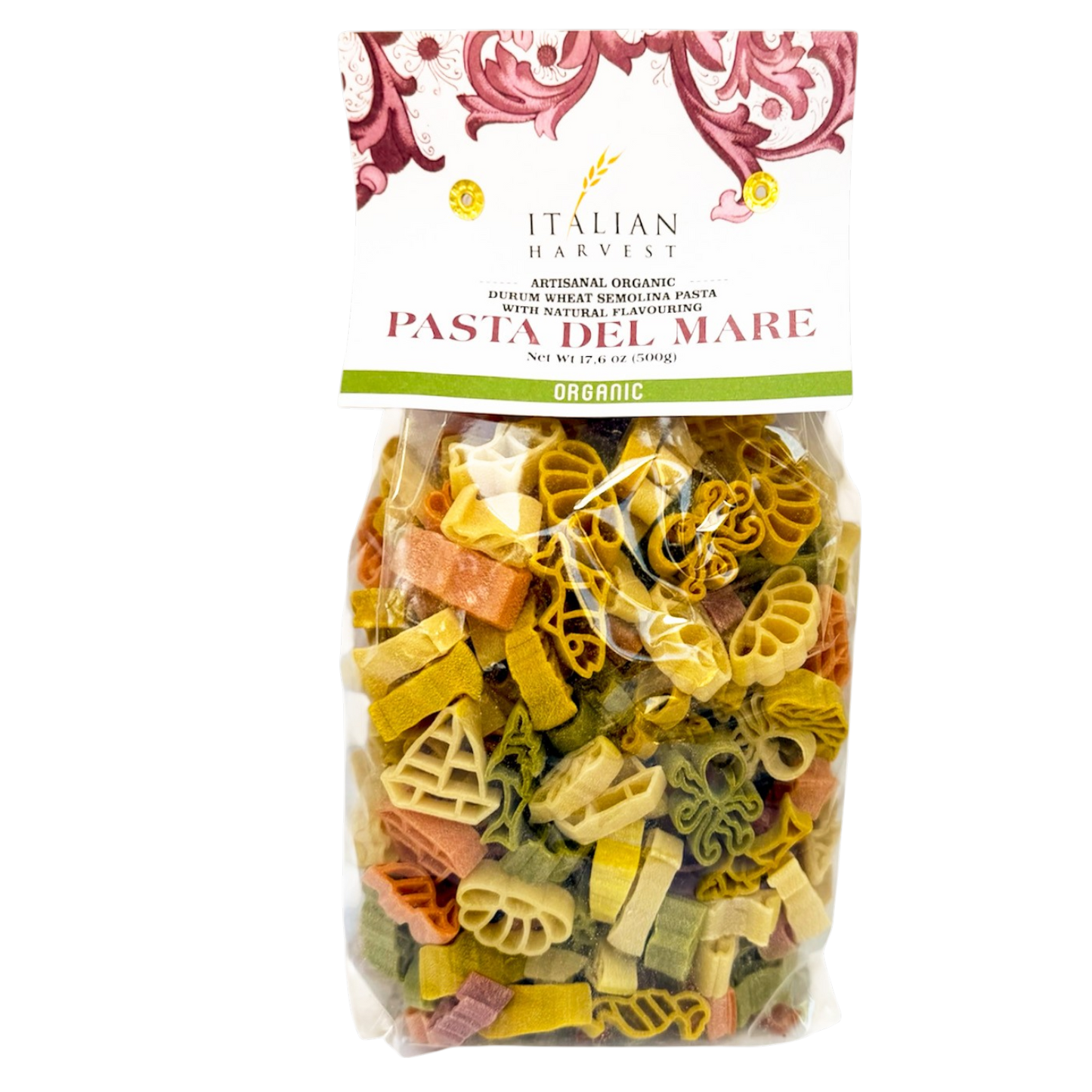 NOW UNDER "ITALIAN HARVEST" BRAND *NEW PACKAGING & UPC* Pasta del Mare Sea Theme by Marella: Organic, 1.1 lb, 12/CS