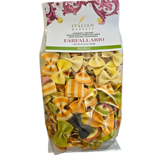 NOW UNDER "ITALIAN HARVEST" BRAND *NEW CASE PACK & PACKAGING* Farfallario Bowties by Marella: Organic, 1.1 lb, 12/CS