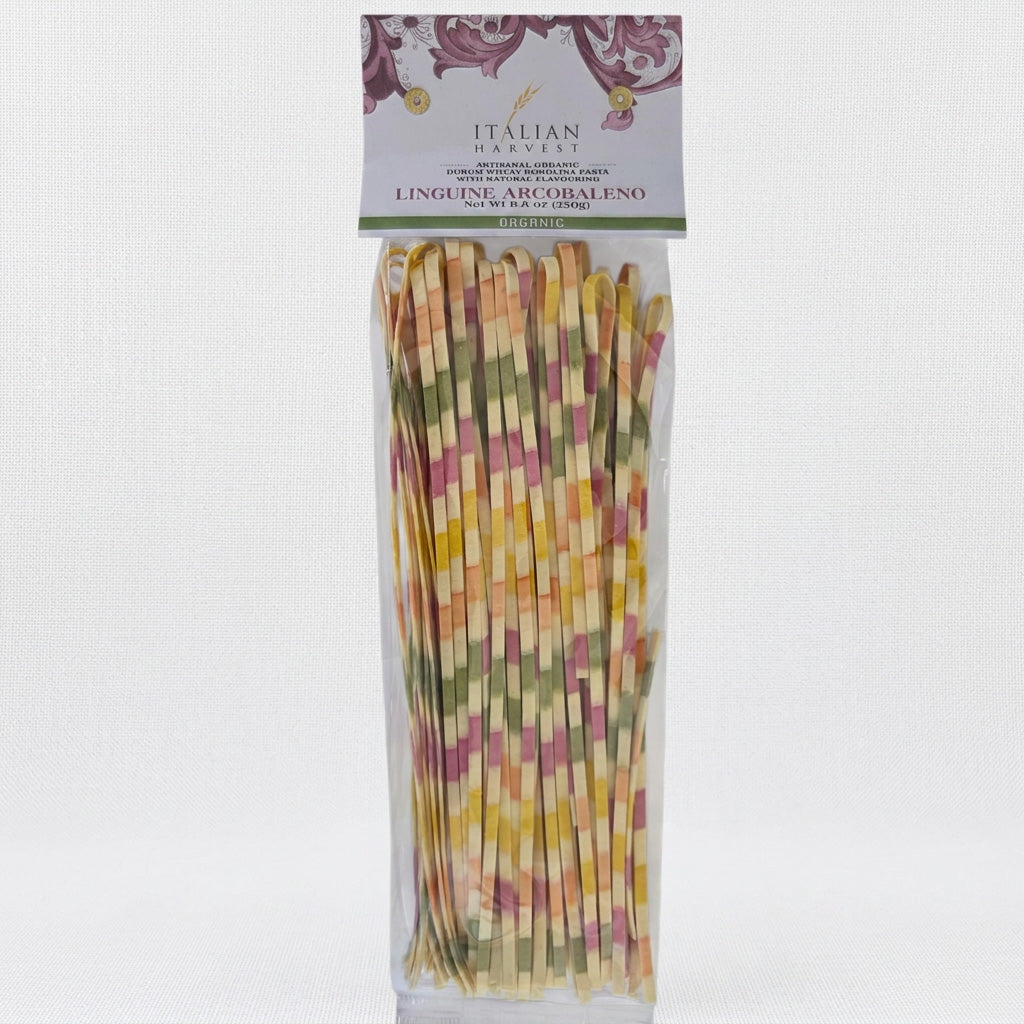 Linguine Arcobaleno (Rainbow Linguine) by Marella, Organic, 8.8 oz, 15/CS *PRICE RECENTLY INCREASED*