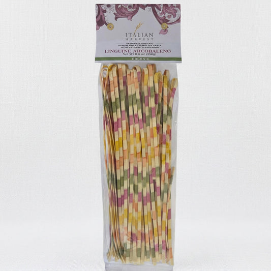 Linguine Arcobaleno (Rainbow Linguine) by Marella, Organic, 8.8 oz, 15/CS *PRICE RECENTLY INCREASED*