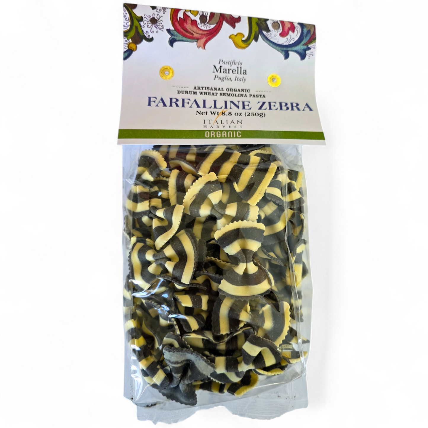 *NEW PACKAGING & UPC* Farfalline Zebra Black & White Bowties by Marella: Organic, 8.8 oz, 18/CS