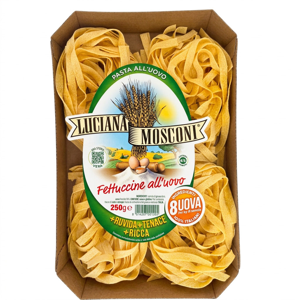 NEW! Fettuccine Nest, Egg Pasta by Luciana Mosconi, 8.8 oz, 12/CS