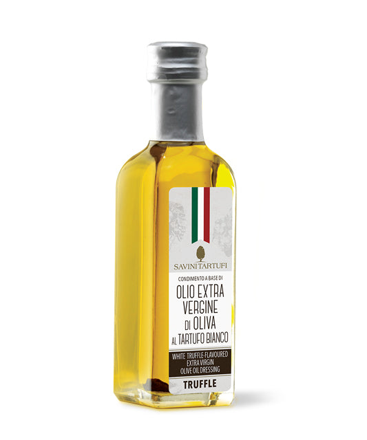 SPECIAL - NEW! "Olio di Oliva al Tartufo Bianco" Olive Oil with White Truffle flavor by Savini Tartufi:  1.86 oz, 6/CS