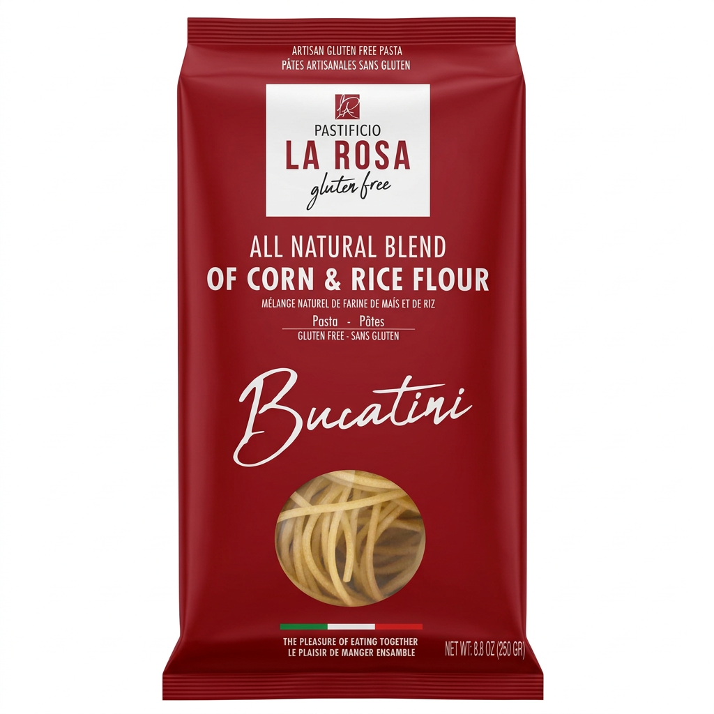 Bucatini, Corn & Rice Pasta, by La Rosa, Gluten Free, 8.8 oz (250 g), 8/CS