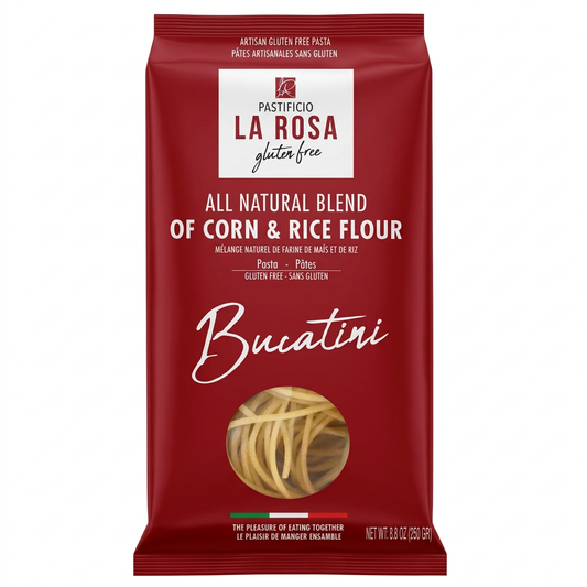 Bucatini, Corn & Rice Pasta, by La Rosa, Gluten Free, 8.8 oz (250 g), 8/CS