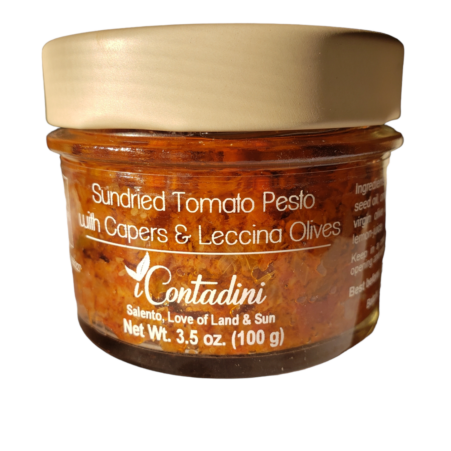 NEW SIZE! Sundried Tomato Pesto with Capers & "Leccina" Olives by I Contadini, 3.5 oz, 6/CS