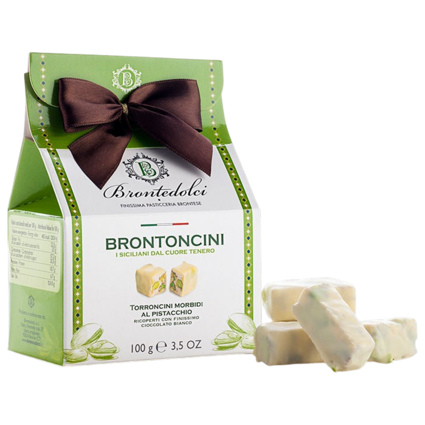 *WHOLESALE PRE-ORDER ONLY* Pistachio Mini-Nougats (Torroncini) by Brontedolci, 3.5 OZ, 12/CS *10005*