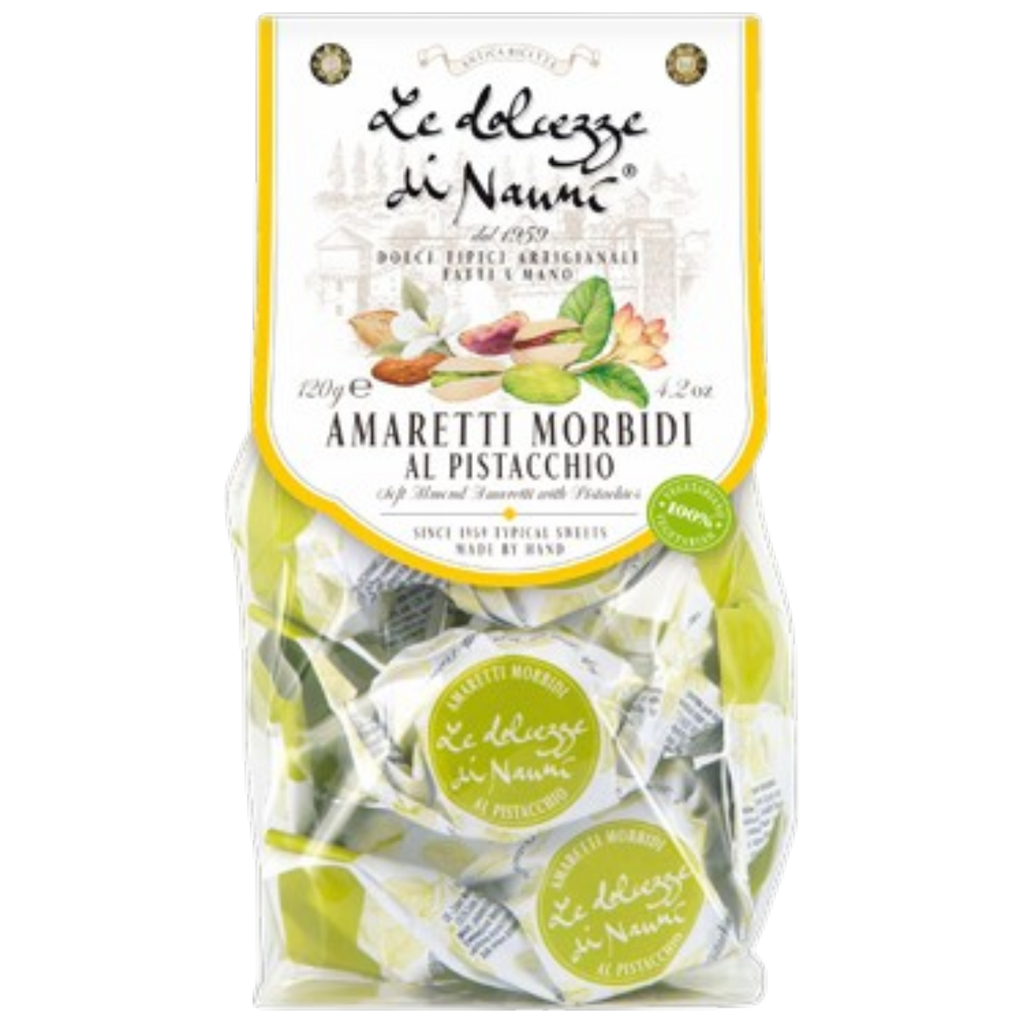 *WHOLESALE PRE-ORDER ONLY* Soft Amaretti, Pistachio, Clear Bag, 4.2 oz (8/CS) *5653*