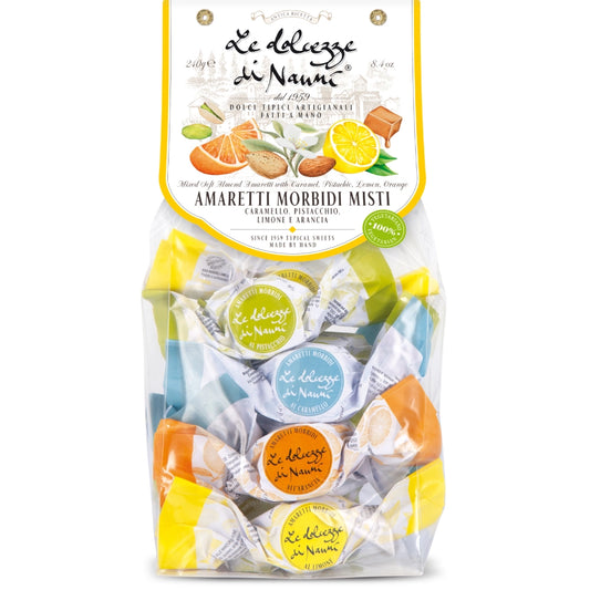 WHOLESALE PRE-ORDER ONLY * LESS THAN 5 CS LEFT * Soft Amaretti Assortment (Caramel, Pistachio, Lemon, Orange), Clear Bag, 8.5 oz (240 g), (4/CS) *6053* ETA MID OCTOBER*