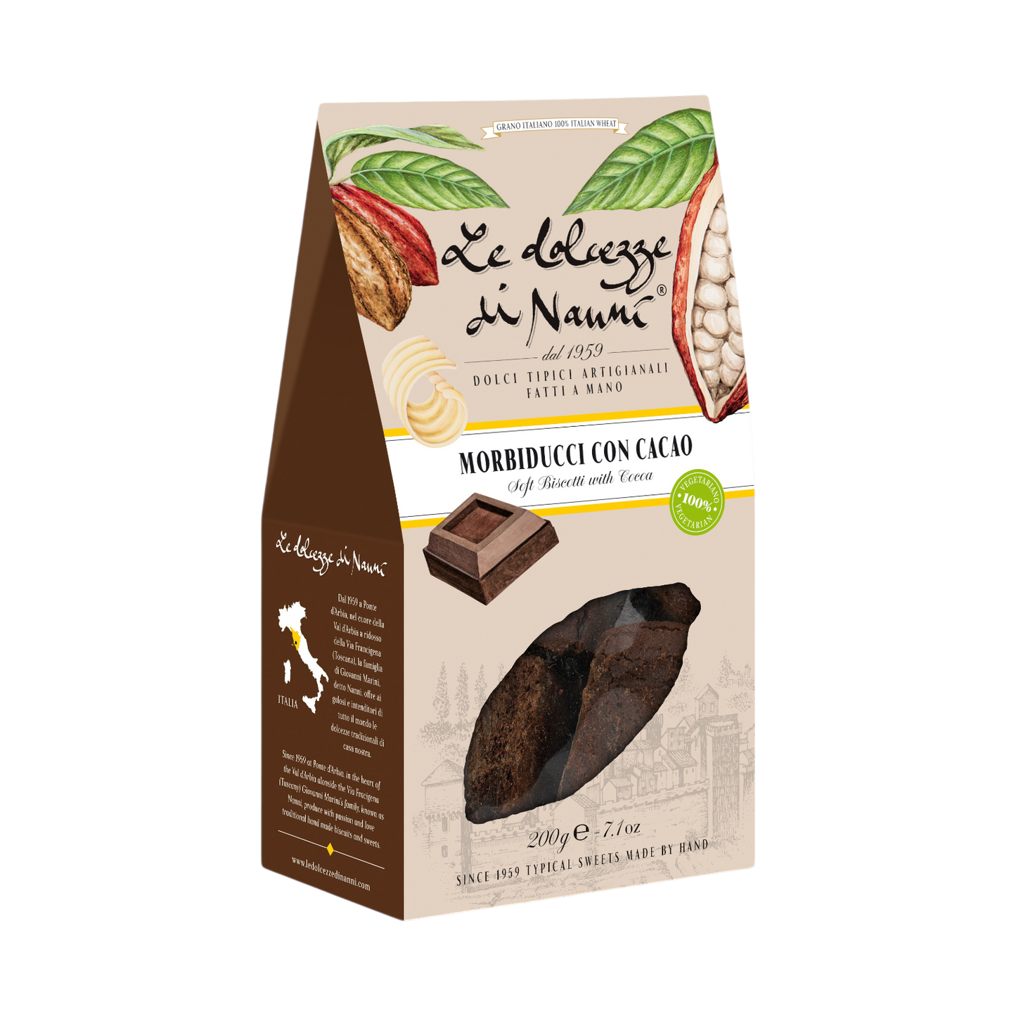 *SPECIAL* (BEST BY 03/2027) NEW! "Morbiducci" Soft Biscotti with Cocoa by Nanni: Tuscany, 7.1 oz, 8/CS *505*