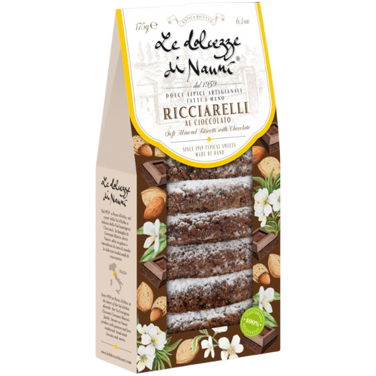 *WHOLESALE PRE-ORDER ONLY* 'Ricciarelli al Cioccolato' Soft Almond Cookies with Chocolate by Nanni: Tuscany, 6.17 OZ, 12/CS *427*