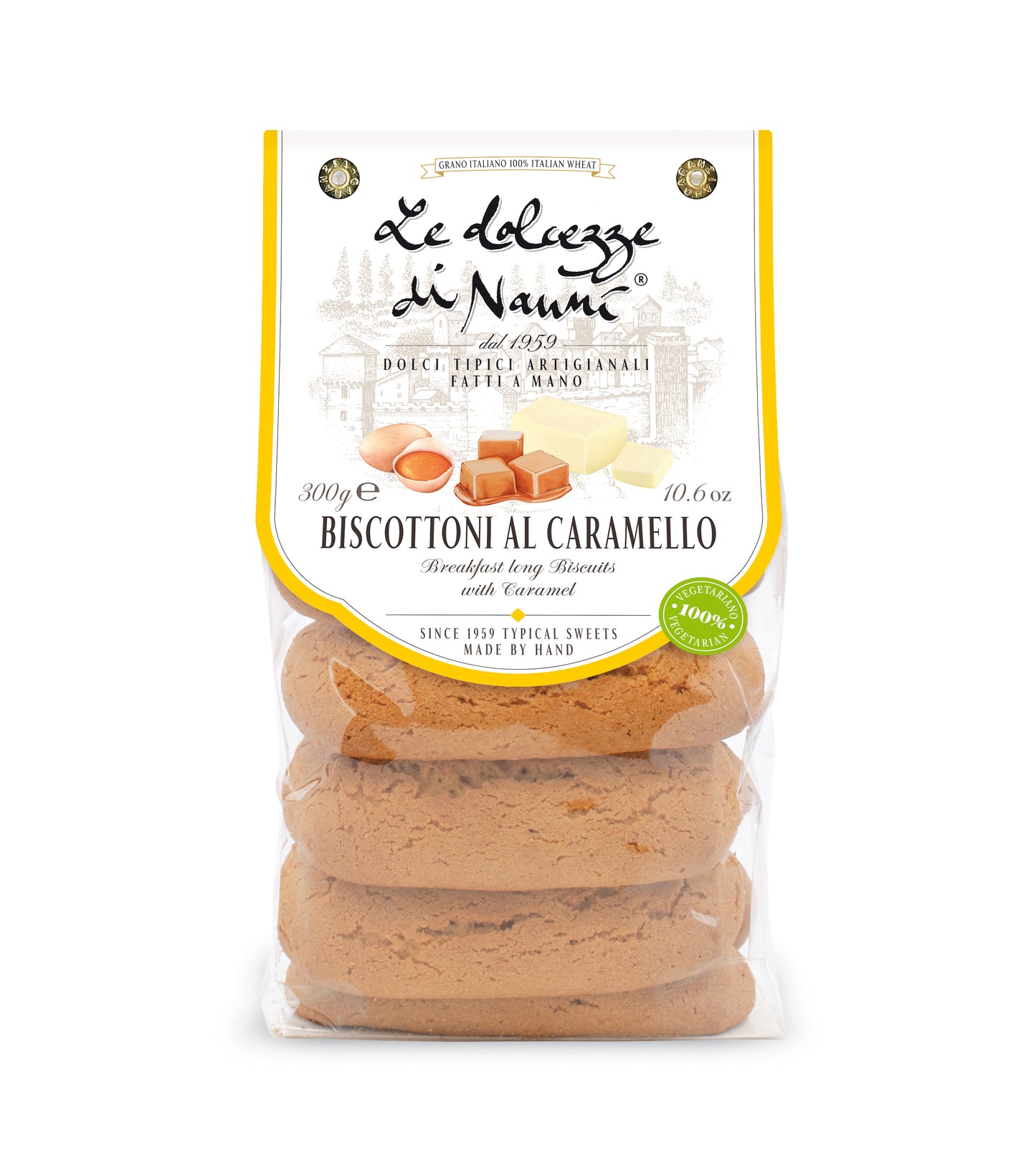'Biscottoni Caramello' Caramel Tuscan Cookies, by Dolcezze di Nanni, 10.6 oz (300 gr) (8/CS)