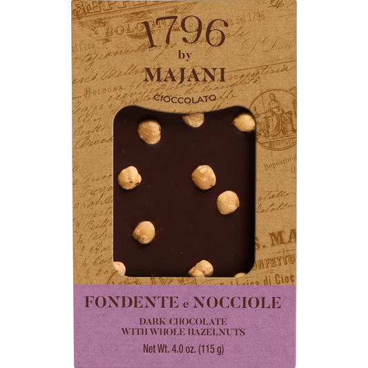 *WHOLESALE PRE-ORDER ONLY* "Le Golose" 1796 Dark Chocolate Bar with Whole Hazelnuts by Majani, 4.05 OZ, 12/CS *3172*