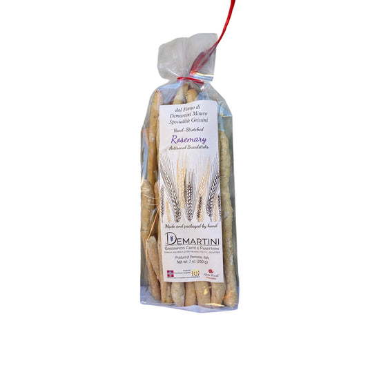 NEW! Grissini - Rosemary, 7.5 oz (200 gr) (15/CS) Handmade Breadsticks *FRAGILE WHEN SHIPPING*
