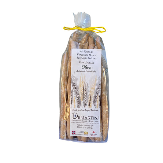 NEW! Grissini - Olive, 7.5 oz (200 gr) (15/CS) Handmade Breadsticks *FRAGILE WHEN SHIPPING*