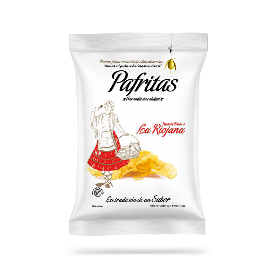 *SPECIAL* (BEST BY JUNE 29) NEW! Potato Chips 'La Riojana' Smoked Paprika (Product of Spain) by Pafritas, 4.9 oz. (140g), 10/CS